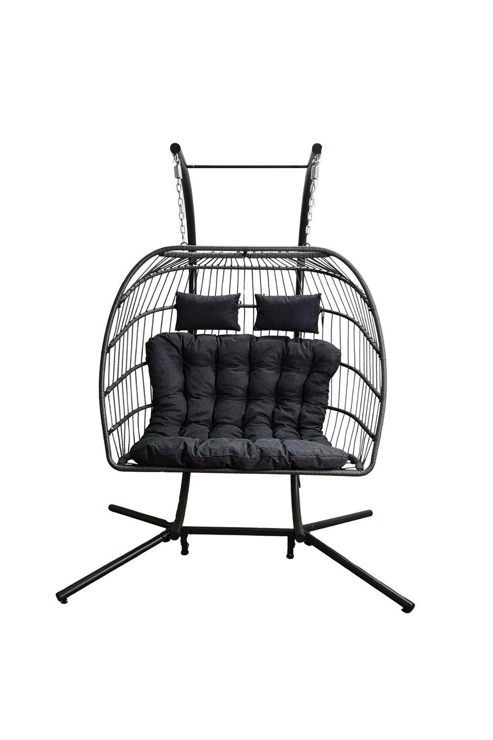 Samuel Alexander Grey Luxury 2 Seater Double Hanging Egg Chair Garden Outdoor Swing Folding With Cus